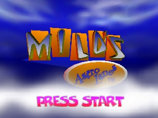 Milo's Astro Lanes title screen for Nintendo 64